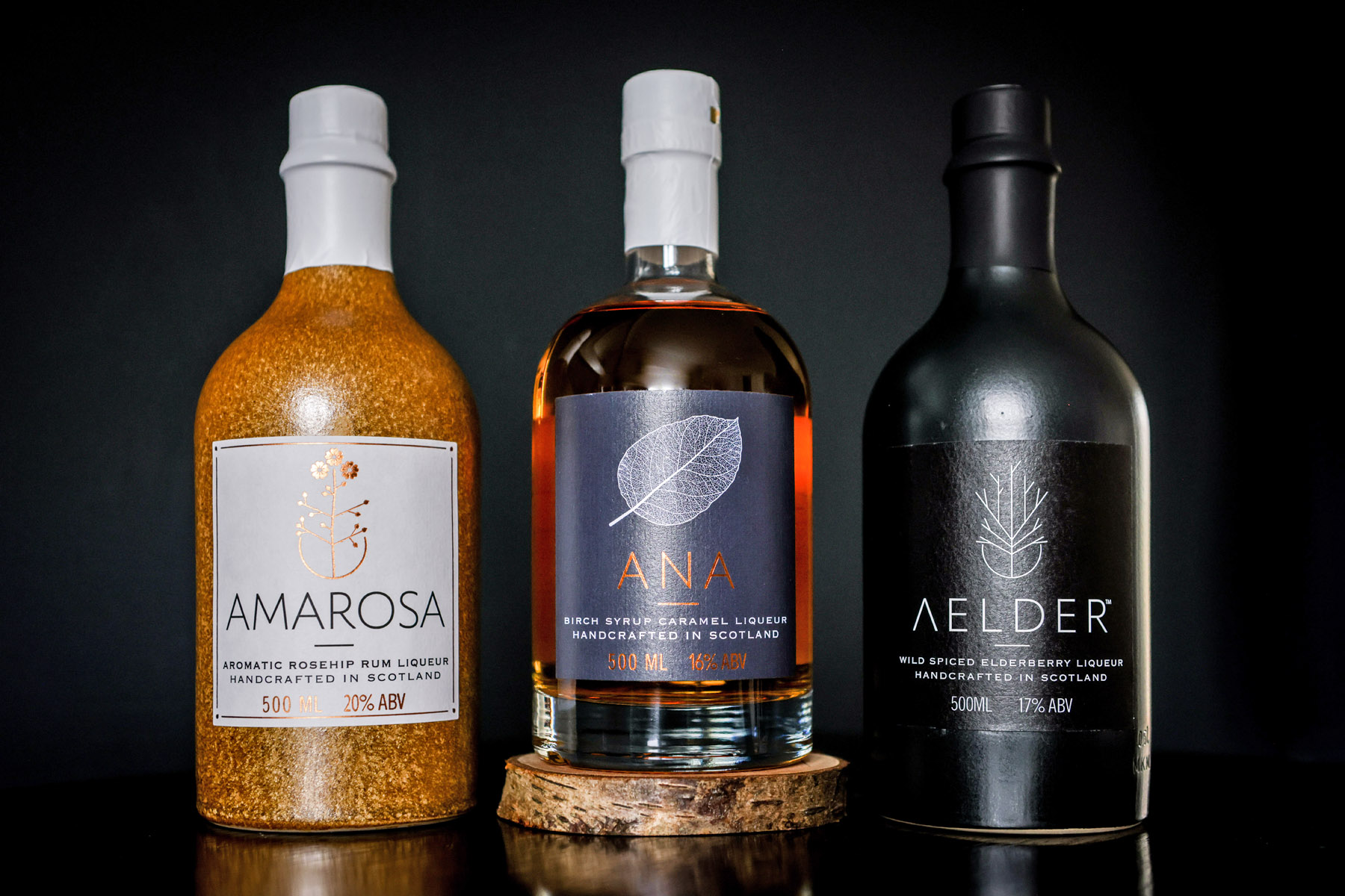 Amarosa, Ana and Aelder liqueurs from Buck and Birch